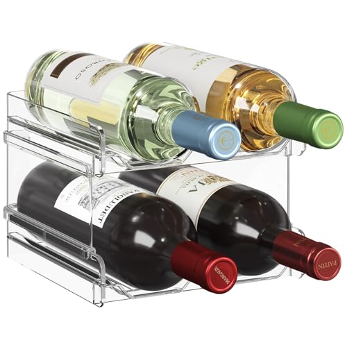 Stackable Plastic Wine Rack & Bottle Organizer for Fridge & Pantry