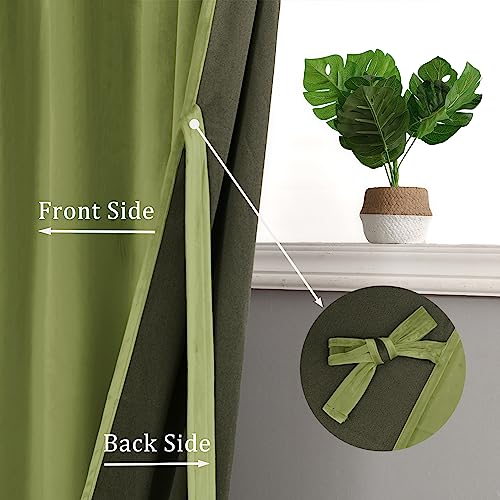 Hiasan Velvet Blackout Curtains Set of 2, 52W x 84L inches, Moss Green