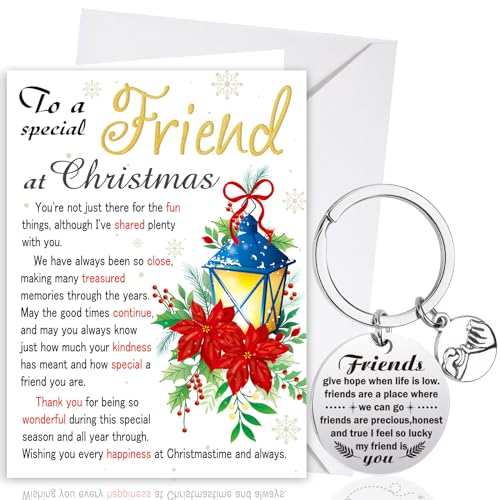 Christmas Friends Card & Stainless Steel Friend Keyring Set