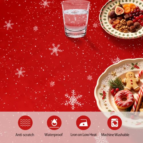 QCHDLN Red Santa Christmas Table Cloth 84x60 Inches Rectangular Holiday Decor