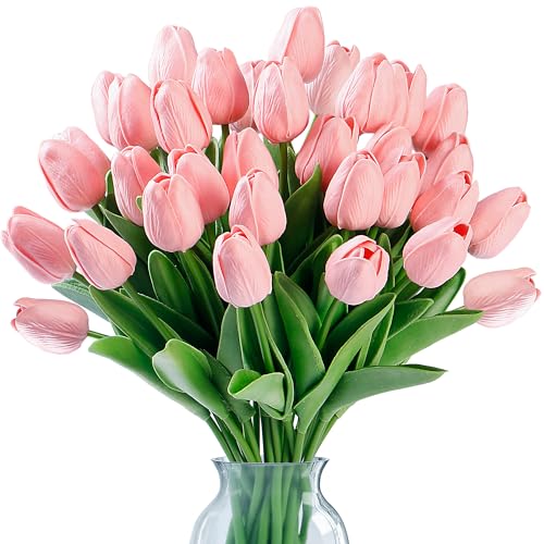 15 Pcs Real Touch PU Fake Tulips - Artificial Flowers for Home & Party Decor
