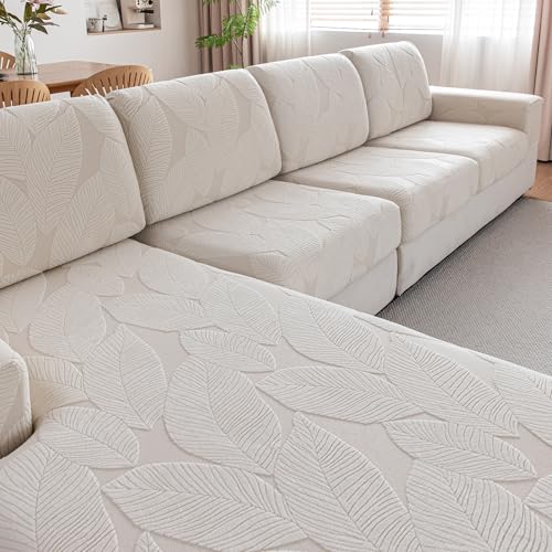 Stretch Sofa Back Cushion Cover - Washable Couch Slipcover (Ivory, 1 Piece)
