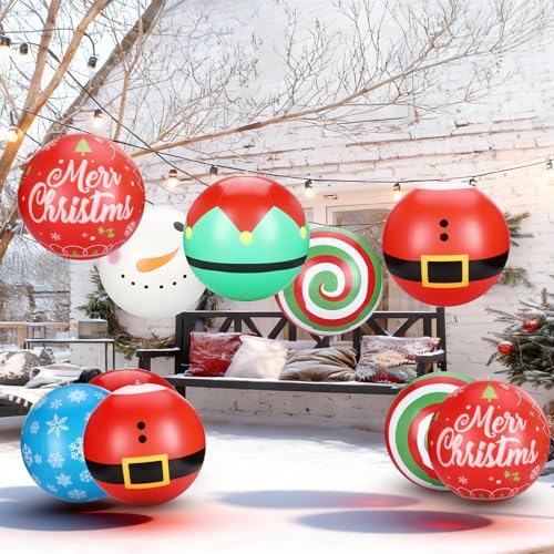 Giant 32 Inch Inflatable Christmas Ornament Balls - Outdoor Holiday Decor