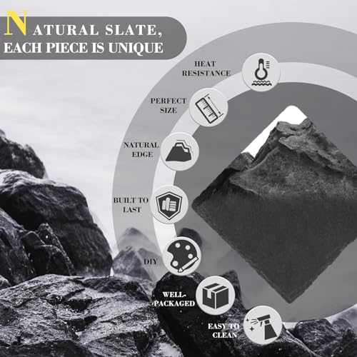 GOH DODD Black Slate Coasters Set of 8 with Metal Holder – Modern Drink Coasters