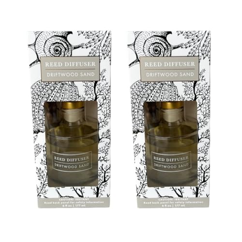 Driftwood Sand Reed Diffuser Set, 6 oz Glass Home Fragrance (Pack of 2)