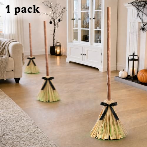49" Animated Lighted Witch Broom - Sound Activated Dancing Halloween Prop