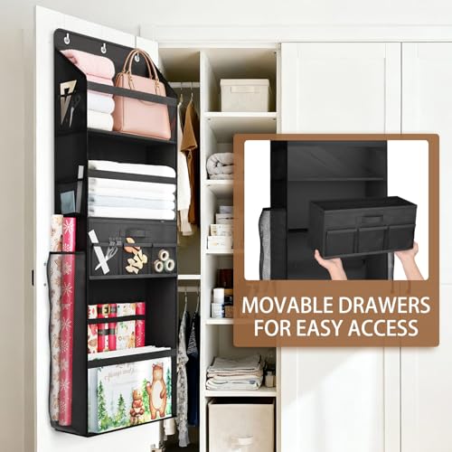 Over Door Wrapping Paper Storage Organizer with Removable Drawer