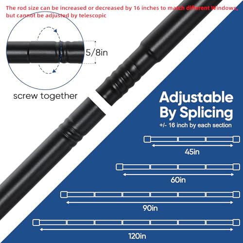 No Drill Curtain Rod Set - 30 to 60 Inch Adjustable with Adhesive Brackets