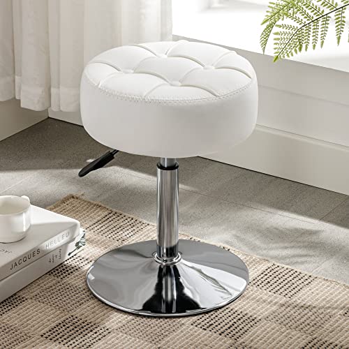 Adjustable Vanity Stool, 360° Swivel Makeup Chair with Faux Leather Seat