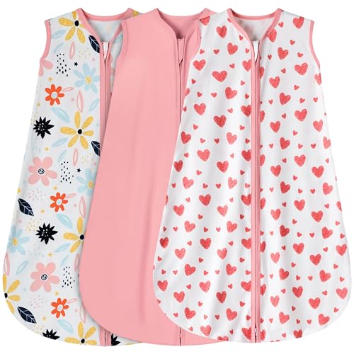 Baby Sleep Sack 3-Pack - Rayon Cotton Wearable Blanket TOG 0.3 (0-6 Months)