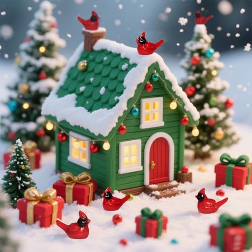 Miniature Red Cardinal Bird Figurines for DIY Crafts & Decor - 55 Pack