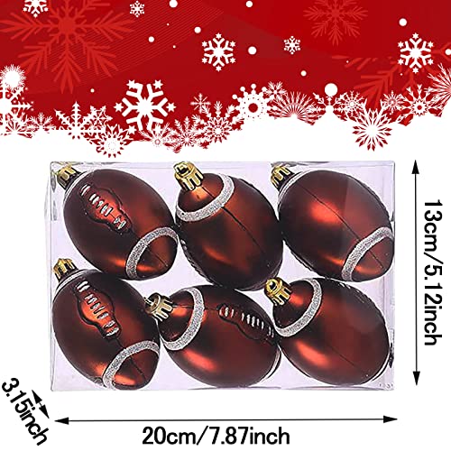Sports Theme Christmas Tree Ball Ornaments - Set of 6 Red Baubles
