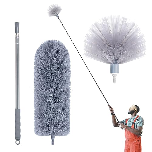 Cobweb Duster with 100 Inch Extension Pole, Microfiber Ceiling Fan Cleaning Kit