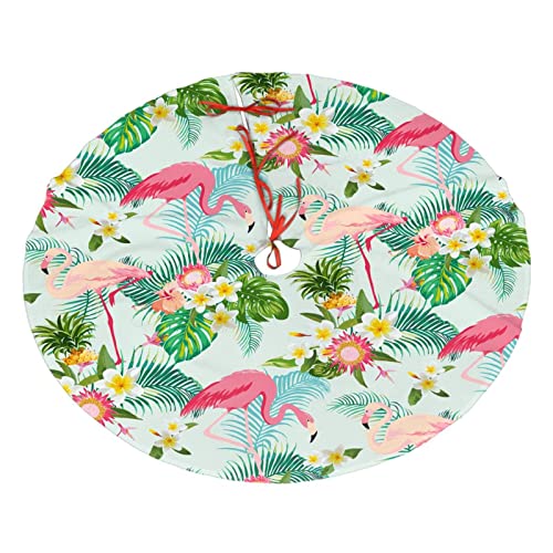 30in Flamingo Christmas Tree Skirt with Palm Leaves – Pink Tropical FX, B TREE