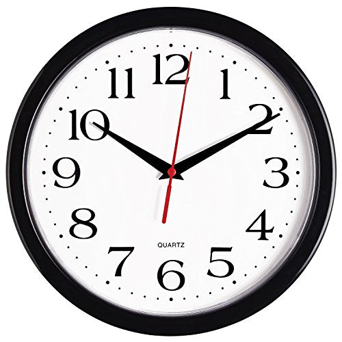10-Inch Silent Wall Clock - Non-Ticking Battery Operated Quartz Clock