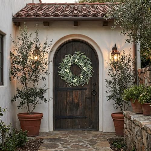 20-Inch Eucalyptus Wreath for Front Door, Artificial Greenery for All Seasons