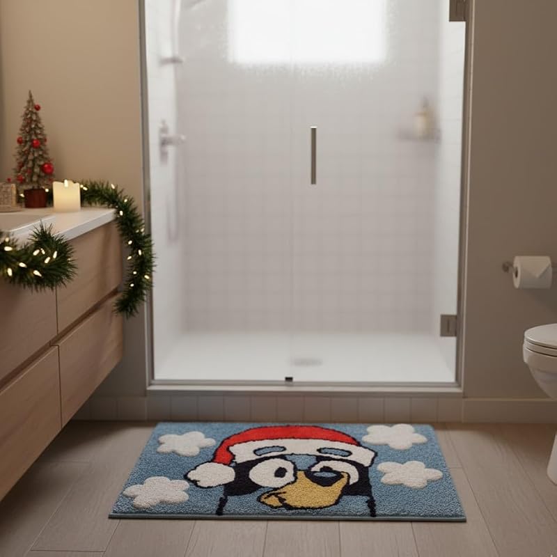 Bluey Kids Bath Rug 20 x 30 - Non-Slip Tufted Plush Mat with Latex Backing, Official Licensed Blue - Bluey