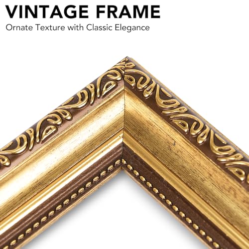 10x13 Vintage Gold Picture Frame with 9x12 Mat for Wall Hanging