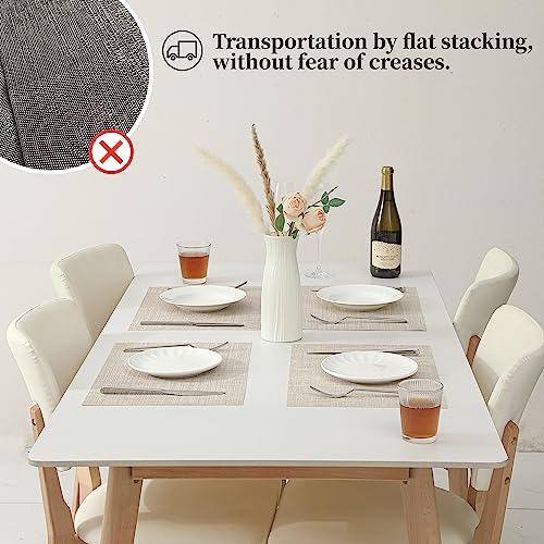 Beige Woven Vinyl Placemats Set of 4 - Non-Slip Heat-Resistant Table Mats
