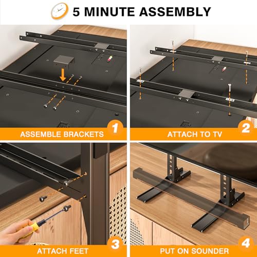 Universal Tabletop TV Stand Legs for 20-75 Inch Screens, Heavy Duty Steel Base