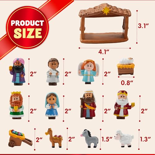 JOYIN 13-Piece Mini Nativity Playset for Kids - Christmas Manger Scene Decor