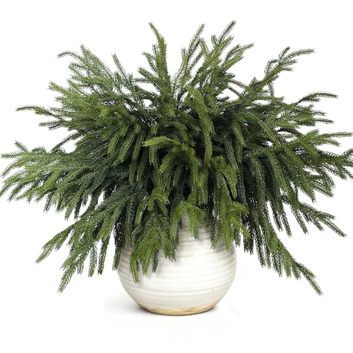 20 Pcs Artificial Norfolk Pine Branches for Christmas Decor - Lifelike Touch, 18"