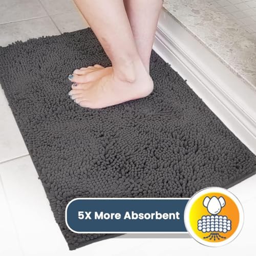 Muddy Mat Super Absorbent Door Mat Indoor Microfiber Chenille Charcoal 18"x28"