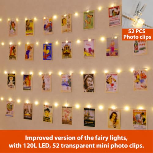 HXWEIYE 40Ft 120LED Photo Clips String Light with Remote and USB