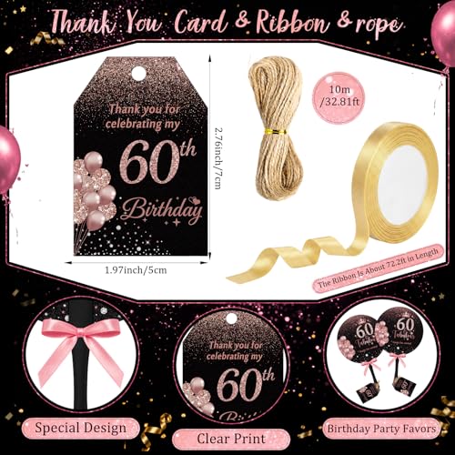 50-Piece 60th Birthday Party Favor Set with Fans and Thank You Cards