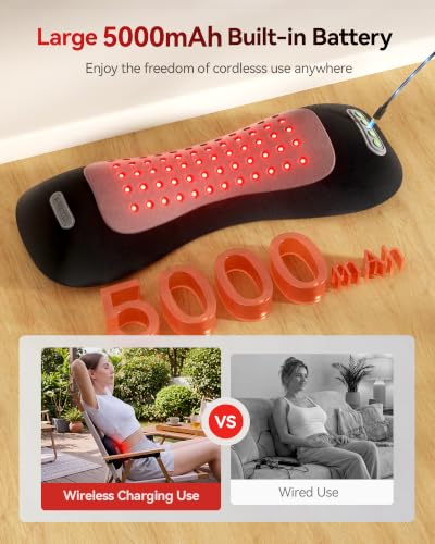 Cordless Lumbar Massager with Red Light, Vibration & Heating