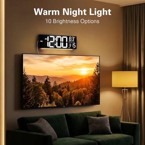 16-Inch Large Digital Wall Clock with RGB Display, Timer & Dual Alarm