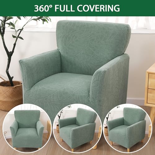 Stretch Jacquard Armchair Slipcover - Soft & Pets Friendly, Green