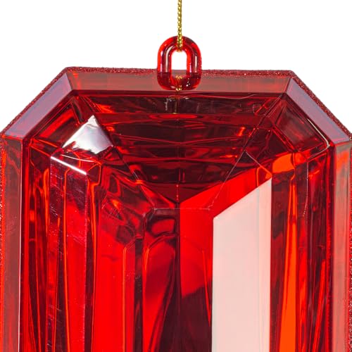 Vickerman 8" Red Rectangle Jewel Glitter Ornament - 2 Pieces