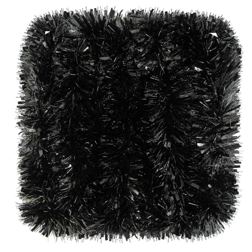 33ft Black Metallic Tinsel Garland for Christmas & Halloween Decor