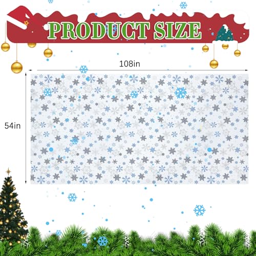 Kinlop 12 Pcs Snowflake Christmas Tablecloth Bulk 54 x 108 in Winter Decor