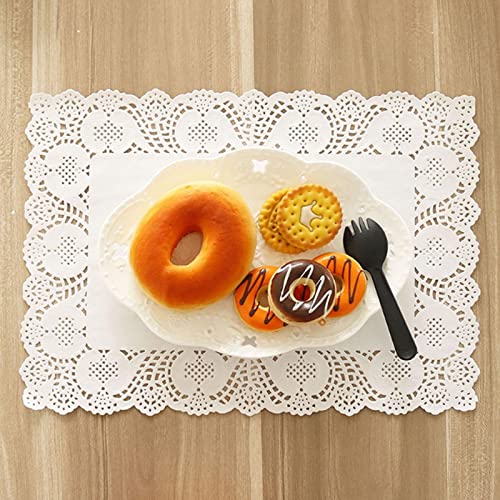 12x16 Inch Rectangle Paper Doilies, White Lace Disposable Placemats, 100 Pack