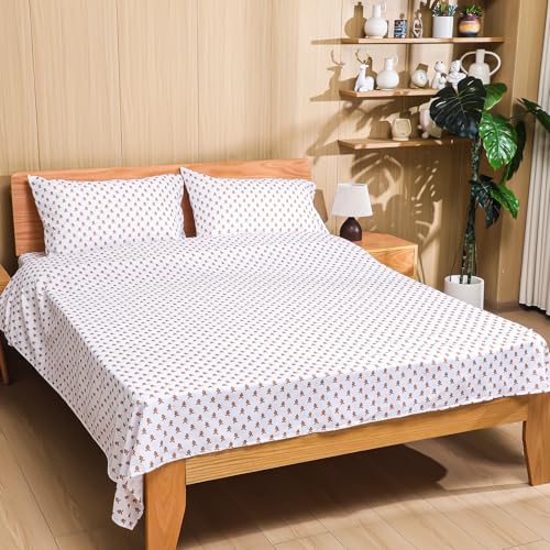 Newwiee Gingerbread 4-Piece Queen Bedding Set - Festive Christmas Sheets, 110G Polyester