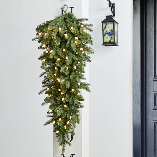 3ft Pre-Lit Artificial Christmas Teardrop Swag with LED Lights and Timer