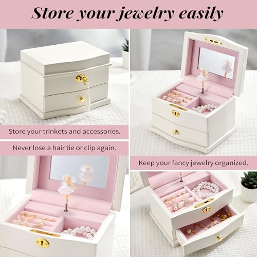 Ballerina Musical Jewelry Box with Mirror - Kids Keepsake Storage Chest