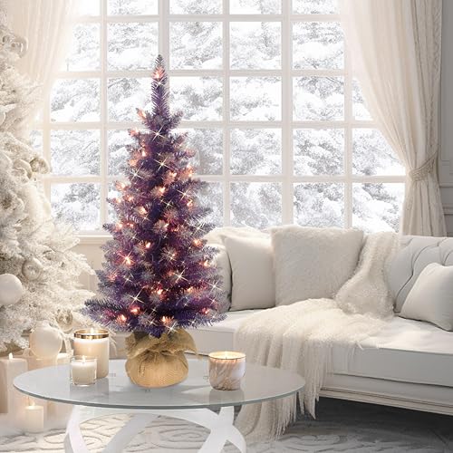 Puleo International 3' Purple Pre-Lit Christmas Tree with 50 Lights