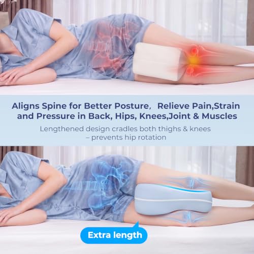 Extended-Length Memory Foam Knee Pillow for Side Sleepers