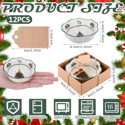 SiliFine 12 Pcs Christmas Tree Ceramic Bowls Gift Favors for Guests