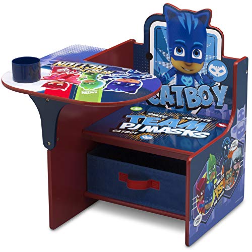 Kids PJ Masks Desk Chair with Storage Bin for Arts & Crafts, Homeschooling, and Play