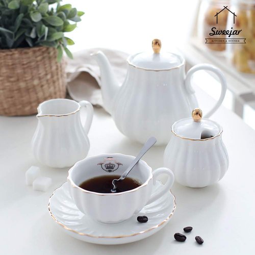 Sweejar Royal Teapot, Ceramic Tea Pot with Removable Stainless Steel Infuser, Blooming & Loose Leaf Teapot - 28 Ounce(Turquoise)