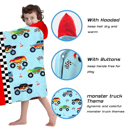 Kids Hooded Beach Towel - 100% Cotton Super Absorbent Swim Wrap (30x50")
