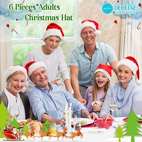 6 Pack Santa Hats for Christmas Holiday Party - Red & White Adults Costume Accessories