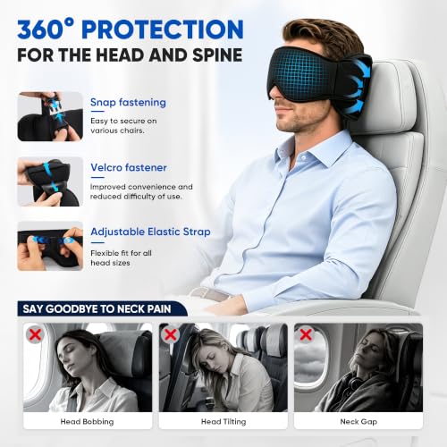 3-in-1 Travel Pillow Set with Eye Mask and Neck Support