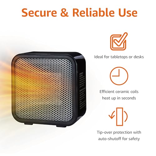 Ceramic Portable Mini Space Heater 500W for Office Desk Black