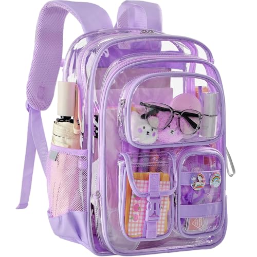 Heavy Duty Clear Backpack with Pencil Case - Transparent PVC Bookbag