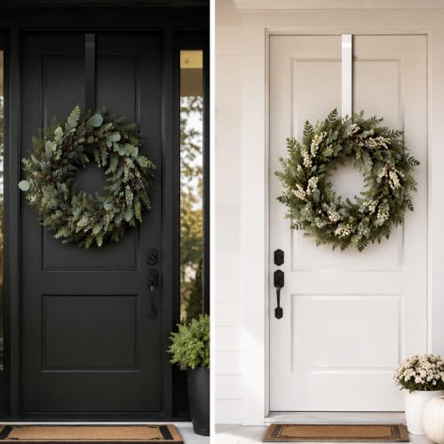 Adjustable Wreath Hanger for Front Door - Heavy Duty 14-24 Inch Over Door Hook